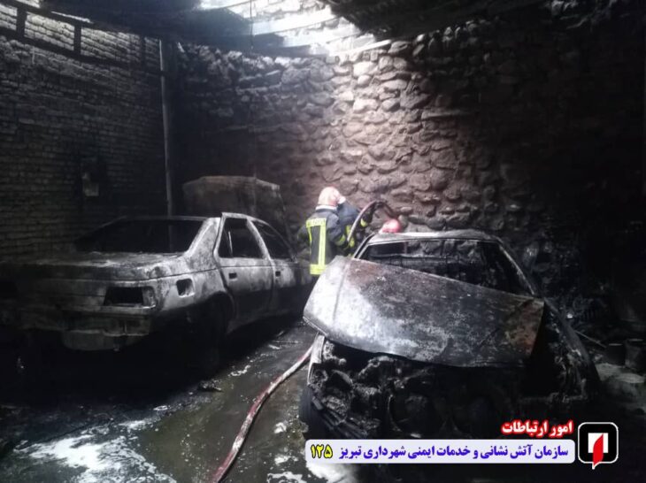 مهار آتشسوزی یک کارگاه مکانیکی در باغمیشه تبریز توسط آتشنشانی