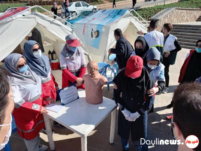 برپایی چادر در تفرجگاه عون بن علی و ارائه آموزش امداد و کمکهای اولیه