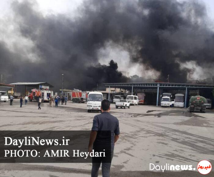 بروزرسانی شد / حادثه آتش سوزی در انبار واحد ترابری شرکت بهره برداری نفت و گاز مسجدسلیمان